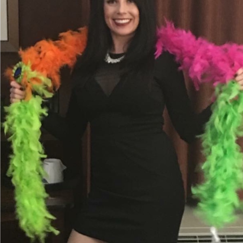 Bebe Mesh Insert Plunge Black Mini Dress Size 4